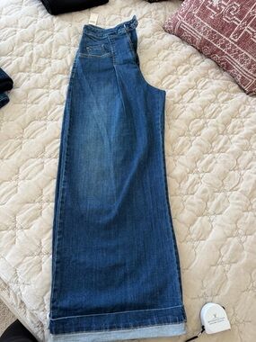 Pilcro High-Rise Wide-Leg Jeans in Medium Blue